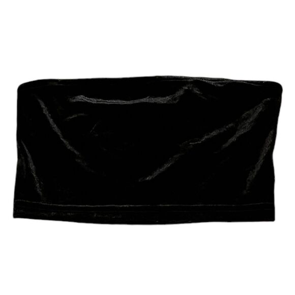 Kaylee Kollection Black Velour Strapless Crop Top, Size S, NWT - Picture 1 of 7
